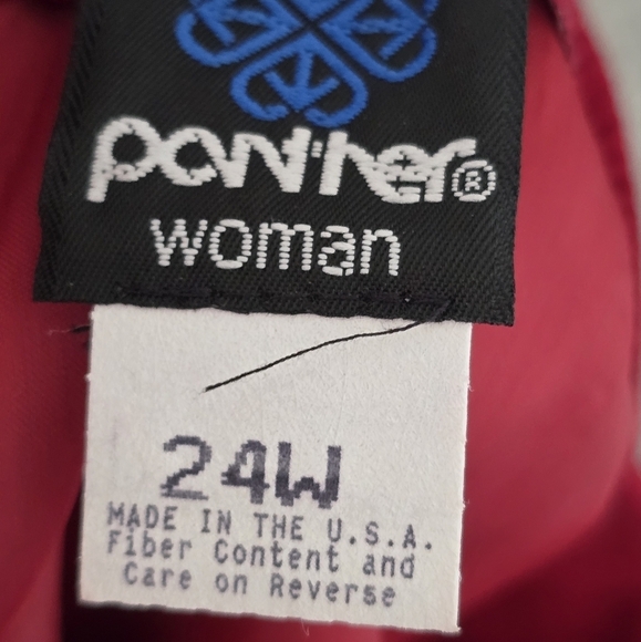 Vintage Panther 2Piece Skirt Suit 24W Red Long Sleeve Button Up Career - Picture 15 of 15